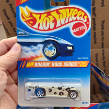 Hot Wheels Roarin' Rods Mini Truck 1:64 Diecast White/Black Camo Unopened 1994 picture