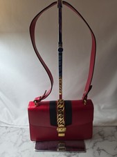 GUCCI Sylvie Small Webline 421882 Shoulder Bag Red gold hardware leather picture