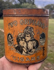 Antique Two Orphans Cigar Advertising Tin  picture