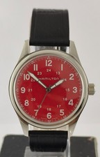 Vintage Refurbished Hamilton Hand-Winding Red Dial 17 Jewels Men Wristwatch picture
