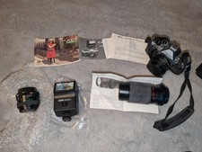 Canon AE-1 Program 35mm Film Camera Lot Lenses Speedlite 188A Manuals Vintage picture