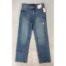 Aeropostale Jeans Womens 00 Blue Low Rise Baggy Straight Denim Non Stretch NEW picture