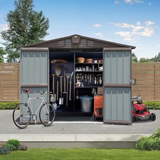 Domi Storage Shed 8.2'x6.2' Metal Shed for Backyard,Garden w/Lockable Door,Brown picture