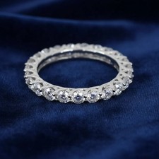 Solid 925 Silver Round Shape 2.00Ct. Certified White Diamond Band - Tariffs Free picture