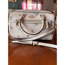Coach Rowan Satchel Dandelion Floral Print Chalk Ivory Crossbody Bag Gold picture