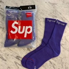 Supreme Hanes Crew Socks - Purple 4 Pack, Size 6-12, NWT 2026 picture