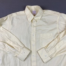 Brooks Brothers Shirt Mens 16 Yellow Oxford Cotton Button Down Madison Business picture