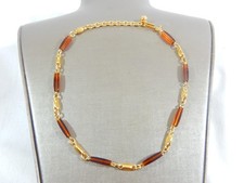 VTG 60's TRIFARI MINIMALIST AMBER LUCITE STATIONS GOLD TONE 15.5