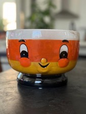 Johanna Parker Large Candy Corn Bowl Halloween Decor Collectible 8 Inch picture