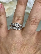 Women's Unique Wedding Bridal set Two Tone Plated 2.3 Ct Simulated Diamond picture