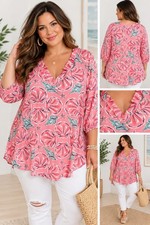 Simply Southern Wilmington Pink Seashell Coastal Tunic Top XL NWT Resort Wear picture