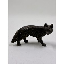 Vintage Cast Metal Fox Figurine Miniature Bronze Tone Wildlife Animal Statue picture