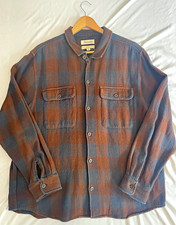 Madewell Men's Easy Fit XL Brown/Blue Plaid Cotton Flannel Shirt Pockets picture