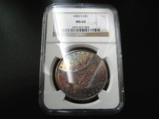 WOW 1880 (S)MORGAN SILVER DOLLAR CHOICE UNC BEAUTIFUL COIN***NGC MS 63 TONING*** picture