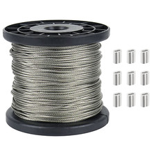 328FT 1/16 Wire Rope Stainless Steel Aircraft Cable with 120pcs Aluminum Sleeves picture