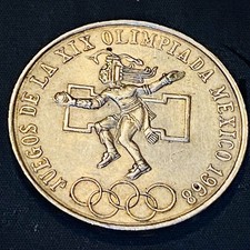 1968 Mexico 25 Pesos Olympic Ley 0.720 Fine Silver Coin - Nice Condition picture