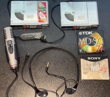 Lot 2x Sony MD Walkman Minidisc Recorder MZ-R37 & MDR-A34 | ECM-MS907 | RM-MZR37 picture