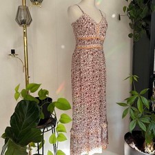 Japna Women Floral V-Neck Maxi Dress Tiered Ruffle Boho Cottagecore Yellow M picture