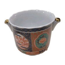 Vtg Takahashi Cachepot Planter Gold Double Handles Ryuho Kiln 5