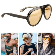 Gucci GG0479S Unisex Aviator Acetate Sunglasses Black Yellow Men And Women picture