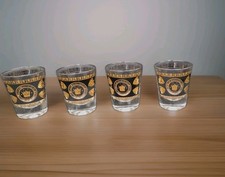 4 Shot Glasses GEORGES BRIARD MCM GOLD Black REGALIA CROWN & SHEILD Mcm picture