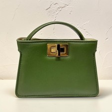 FENDI Nano Peekaboo Mini 7AR993 Green Leather Chain Shoulder Crossbody Bag Box picture