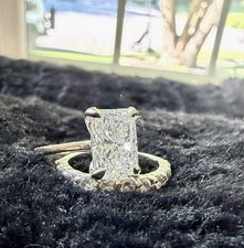 IGI Lab Grown 2.54ct Radiant Diamond E VS1 14K Yellow Gold 2pc Set  picture