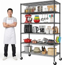 6 Tier Wire Shelving Unit with Wheels Steel Heavy Duty Layer Rack 18x46x84 inch picture