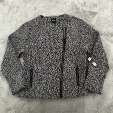 NWT Nic + Zoe Woven Asymmetrical  Lady Jacket Women's XL Multicolor Black picture
