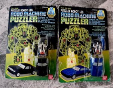 Vintage 1985 Bandai Robo Machine Puzzler GoBots Zig Zag Rube MOC Japan Lot of 2 picture