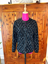 Vintage 60’s-70’s Heavy Sequins Black Wool Cardigan Size 42 Fits like Small picture