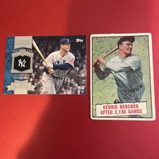 1961 Topps - #405 Baseball Thrills Lou Gehrig and 2013 Topps - #CH-10 Lou Gehrig picture