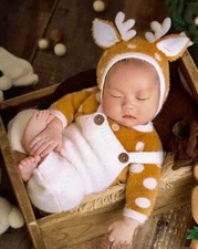 Newborn Reindeer Costume 0-3 Mo Photo Session Prop Gift picture