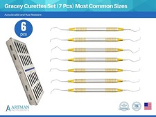 Gracey Curettes (7 PCS) Stainless Steel Cassette Gold Plasma Coated ARTMAN picture