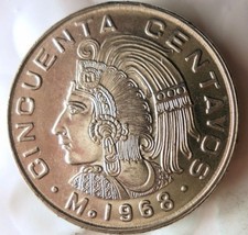 1968 MEXICO 50 CENTAVOS - AU/UNC - Great Coin -  - Mexico Bin #3 picture
