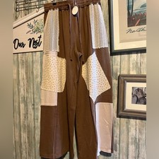 Oddi Brown Knit Patchwork Pants picture