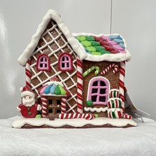 Holiday Time 2024 Clay Dough Lighted Gingerbread House Village Santa Clause NWT picture