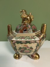 Oriental Rose Canton porcelain incense burner picture