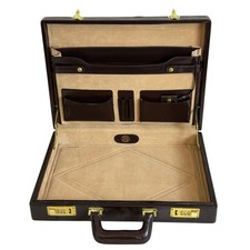 Franzen Vintage Men's Brown Leather Attache Briefcase Hard Case Combo Lock picture