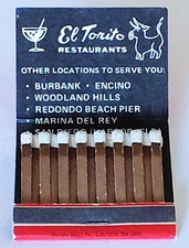 Vintage El Torito Restaurant Matchbook unstruct Los Angeles CA Rare picture