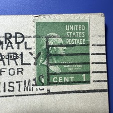 Geoge Washington 1 Cent Postage Stamp  On Original Washington monument Postcard picture