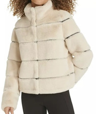 Karl Lagerfeld Women's Faux Fur Jacket-cream. Available in L & XL picture