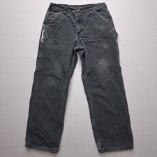 Carhartt Mens B11 BLK Loose Fit Washed Duck Canvas Carpenter Pants Black 32x30 picture