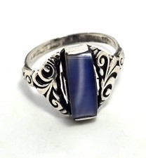 Scandinavian blue Chalcedony 830 vintage sterling silver ring size 8 picture