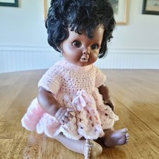 VTG 1972 Shindana Zuri Black African American Baby Doll 13” Rooted Hair W/ Dress picture
