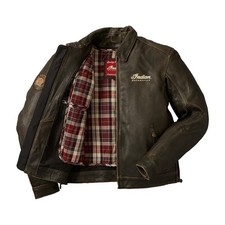 Men's Indian Brown  Motorcycle Biker Rider Real Cowhide Leather Handmade Jacket picture
