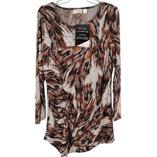 NWT Attitudes by Renee Womens 1X Tunic Top Multicolor Abstract Draped Boho Chic picture