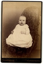 Antique Cabinet Card Circa 1880s Jc Sunderlin Baby Gown Armchair Flemington NJ picture