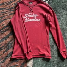 Harley-davidson Women's Red and Burgundy Shirt picture