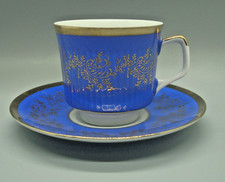 Vintage Cobalt Bareuther Waldsassen Demitasse Tea Cup Bavaria Blue & Gold picture